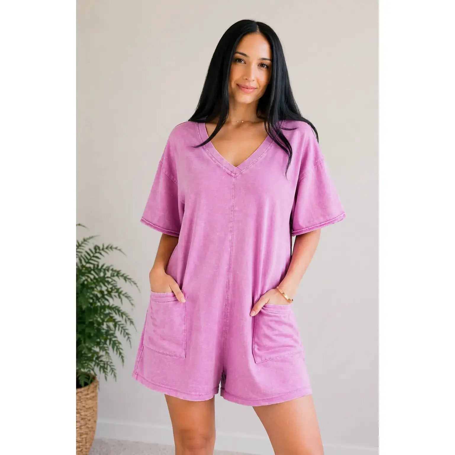 Oversized Romper- Acid Wash by All Mart Bristol Ltd