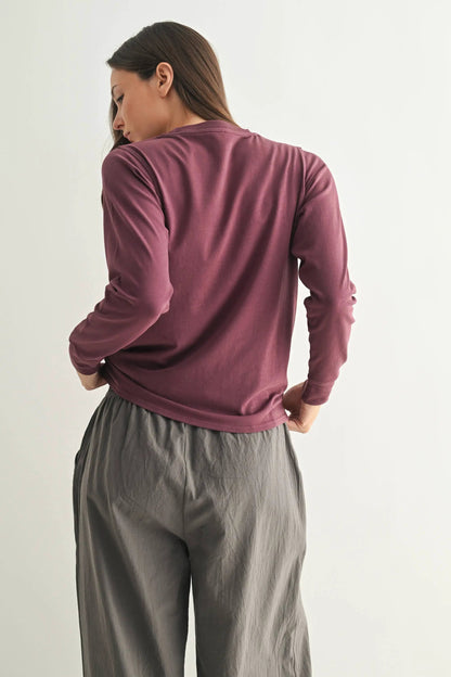 Vintage Plum Pima Cotton Relaxed Long Sleeve by Me & I