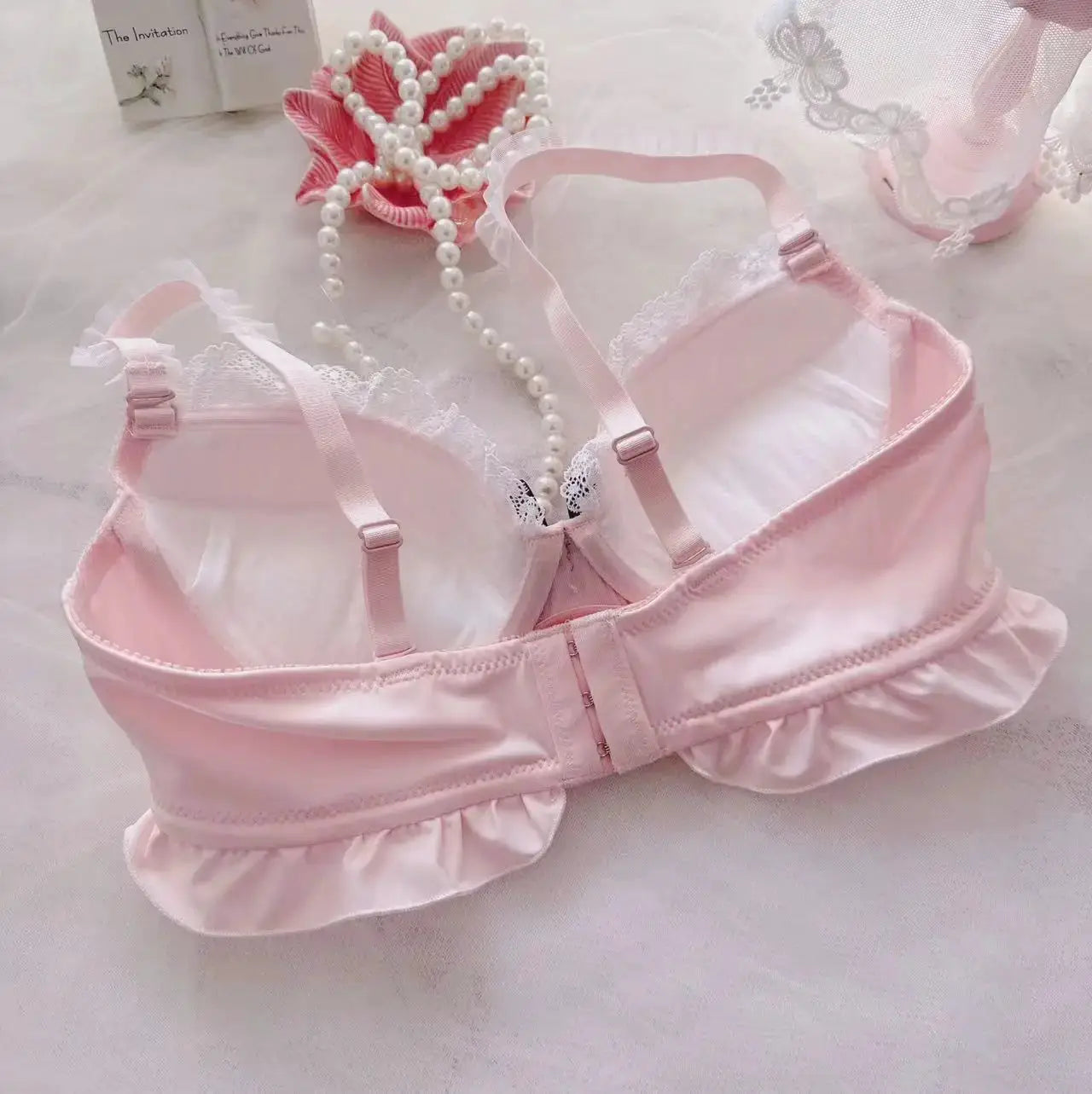 Japanese Maid Dual Color Thin Cup Student Girl Cute Gathering Sexy Lingerie Bra Set by All Mart Bristol Ltd