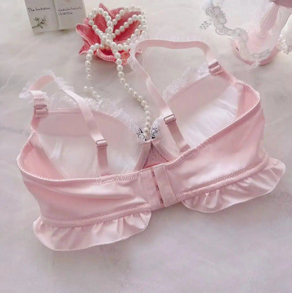 Japanese Maid Dual Color Thin Cup Student Girl Cute Gathering Sexy Lingerie Bra Set by All Mart Bristol Ltd