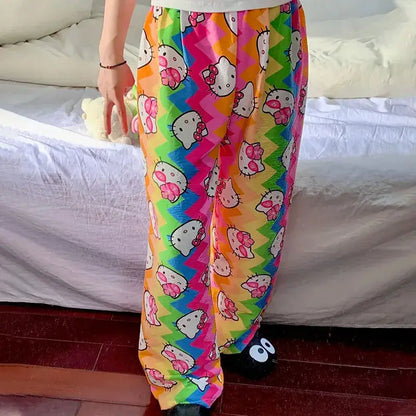 Pajama Pants Anime Kt Cat Rainbow Dopamine Trousers Skirt Cartoon Cute Loose Casual Trousers Cartoon Girl Gift Hello Kitty Loose by All Mart Bristol Ltd