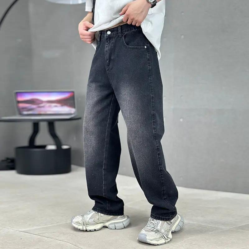 Fashion Pockets Jeans Men's Wide-leg Straight Trousers Versatile Casual Long Pants Streetwear Clothing by Dropshipman