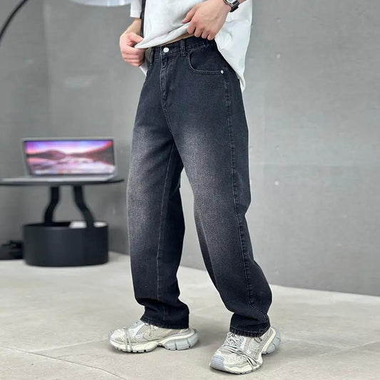 Fashion Pockets Jeans Men's Wide-leg Straight Trousers Versatile Casual Long Pants Streetwear Clothing by Dropshipman