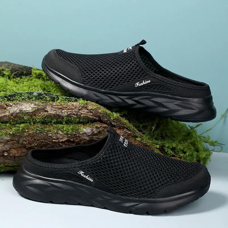Leisure Sports Half Slippers Mesh Shoes by Dropshipman
