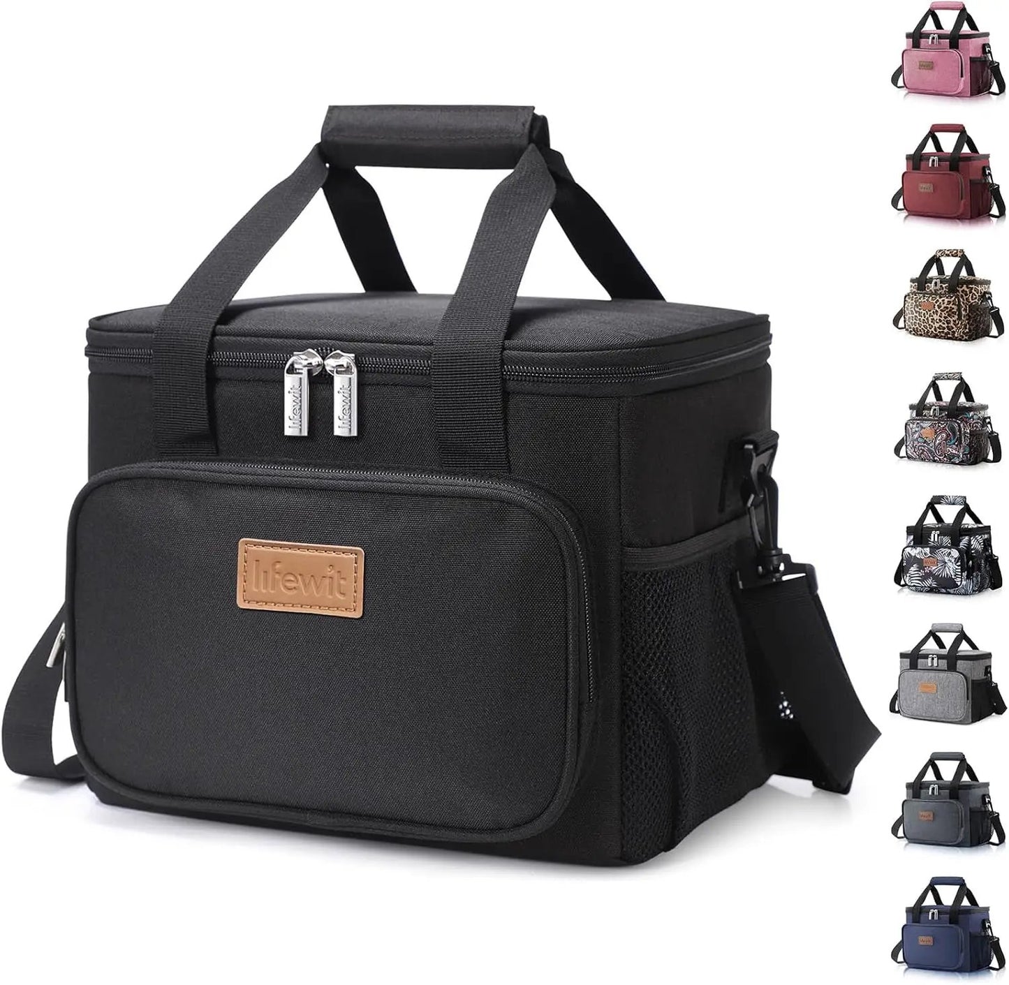 Stylish Black Insulated Lunch Bag - 9L Soft Cooler Tote for Adults, Perfect for 12 Cans by All Mart Bristol Ltd