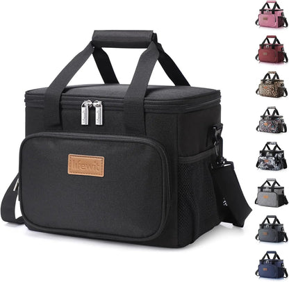 Stylish Black Insulated Lunch Bag - 9L Soft Cooler Tote for Adults, Perfect for 12 Cans by All Mart Bristol Ltd