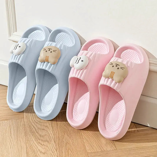Cute Cat Decoration Soft Cloud EVA Indoor Slippers Women Summer 2026 Comfort Thick Bottom House Slippers Girl's Cartoon Slides by All Mart Bristol Ltd