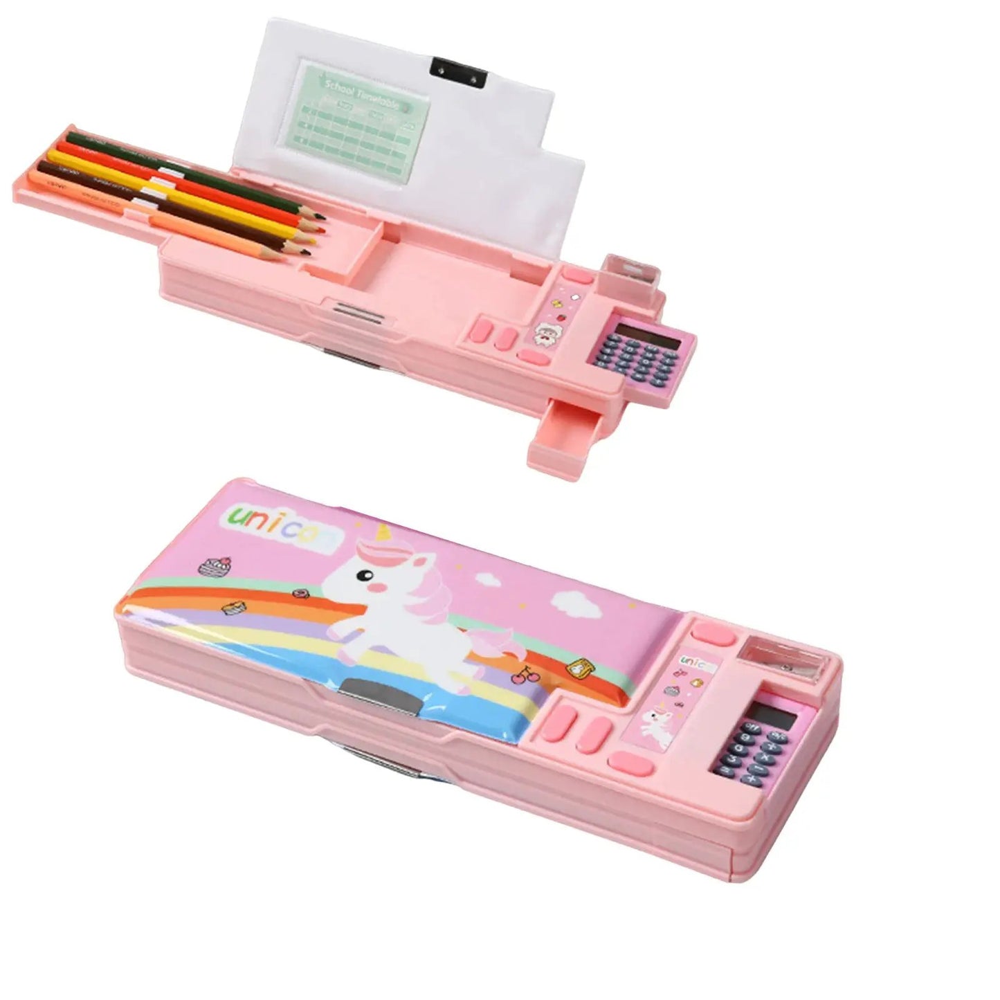 Plastic Stationery Organizer Box Unicorn Bear Astronaut Stationery Pencil Case School Gifts for Kids Teens Supplies by All Mart Bristol Ltd