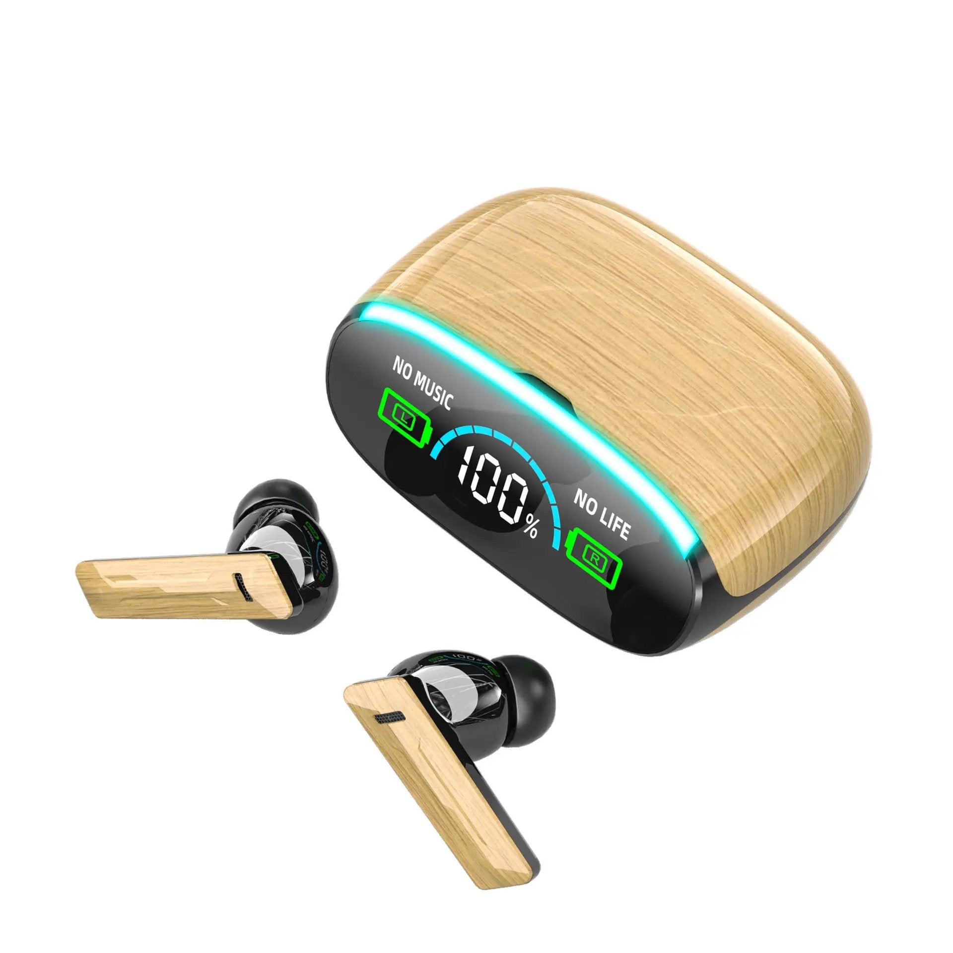 Wood Grain Wireless Sports In-ear Noise-canceling Low-latency Bluetooth Headphones by Dropshipman