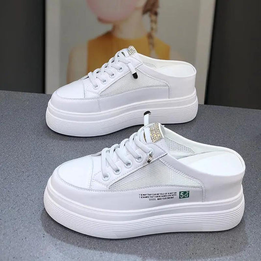Summer Mesh Surface Platform Heel-free Lazy Stylish And Lightweight White Shoes by Dropshipman
