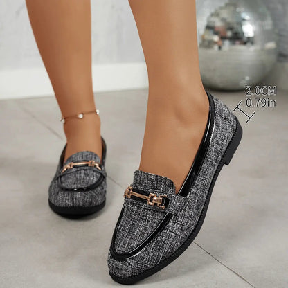 Stitched Solid-Colored Womens Flat Loafers by Dropshipman
