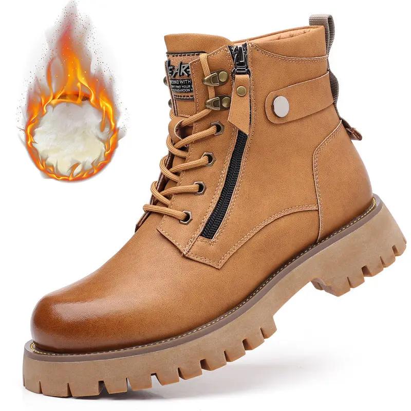 Men's High-top Velvet Thermal Height Increasing Leather Boots by Dropshipman