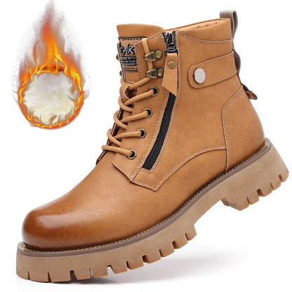 Men's High-top Velvet Thermal Height Increasing Leather Boots by Dropshipman