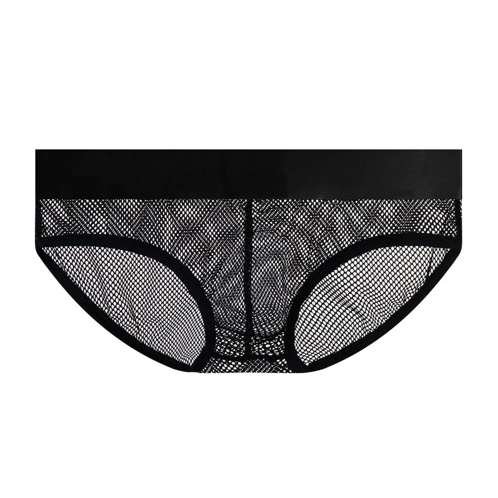 【GWH_60】Men's Underwear Mesh Rainbow Waistband Briefs Sheer Sexy Underpants by All Mart Bristol Ltd