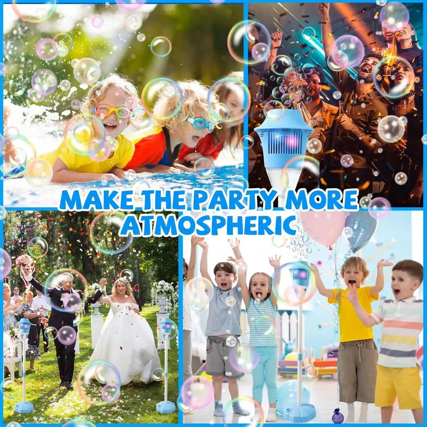 【Summervibes】Bubble Maker Toy for Kids Automatic Bubble Blaster with Music & Lights Adjustable Height Perfect for Outdoor & Partymassive Bubbles by All Mart Bristol Ltd
