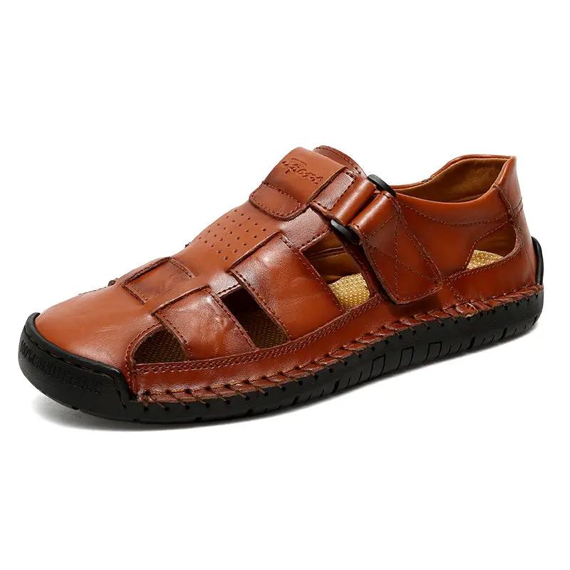 Handmade Stitching Leather Casual Beach Men's Sandals by Dropshipman