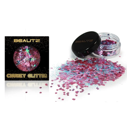 Beautz Chunky Glitter Available in 5 Varieties 10ml pot with 5g of Cosmetic Glit[Fairy] by Beautz