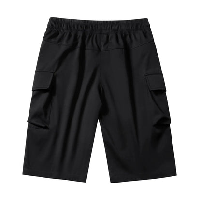 Men'S Summer Casual Cargo Shorts - Elastic Drawstring Waist, Multiple Pockets & Letter Patch Design, Regular Fit Mid-Rise Non-Stretch Fabric for Daily Wear & Leisure Activities, Nontransparent Fabric, Menswear, Minimalist Tiktokshopspringglowup by All Mart Bristol Ltd