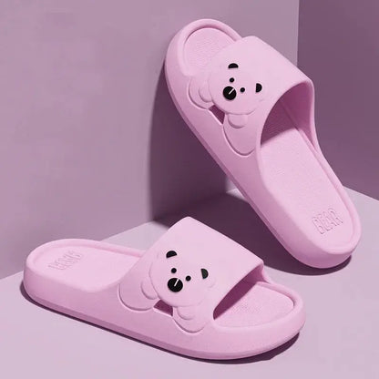 Slippers Bathroom Cartoon Bear Indoor Slippers For Women Lightweight Soft EVA Slides Woman Comfort Home Summer Bathroom Non Slip by All Mart Bristol Ltd