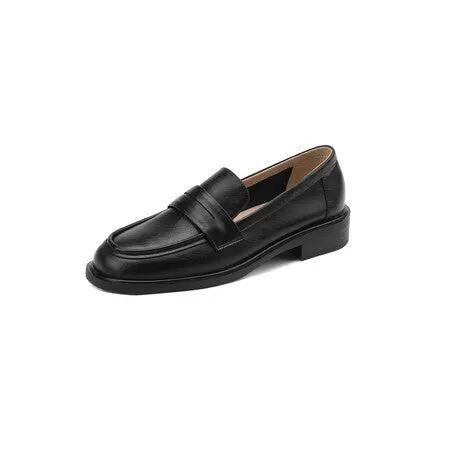 British-style Vintage Women's Heeled Leather Shoes by Dropshipman