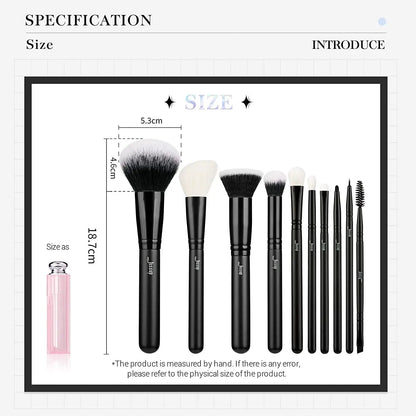 Professional 10-Piece Makeup Brush Set - Premium Black Brushes for Flawless Foundation, Blending, Blush, Concealer, Eyeshadow, Eyebrow, and Eyeliner Application by All Mart Bristol Ltd