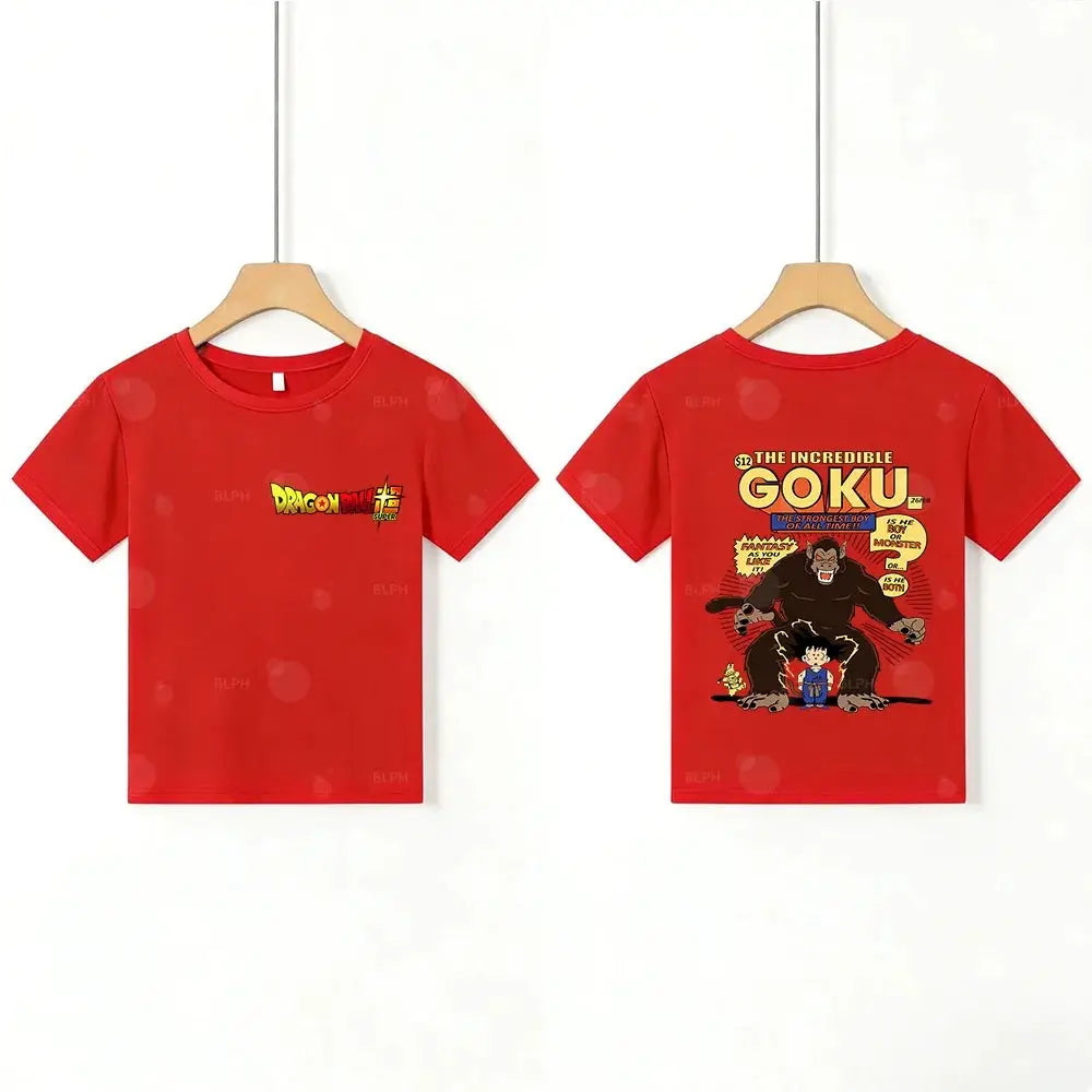 Kids T - Shirt Dragon Ball Goku & Great Ape Print, Cartoon Anime - Themed Casual Cotton Tee for Boys Girls, Cool Graphic Childre by All Mart Bristol Ltd