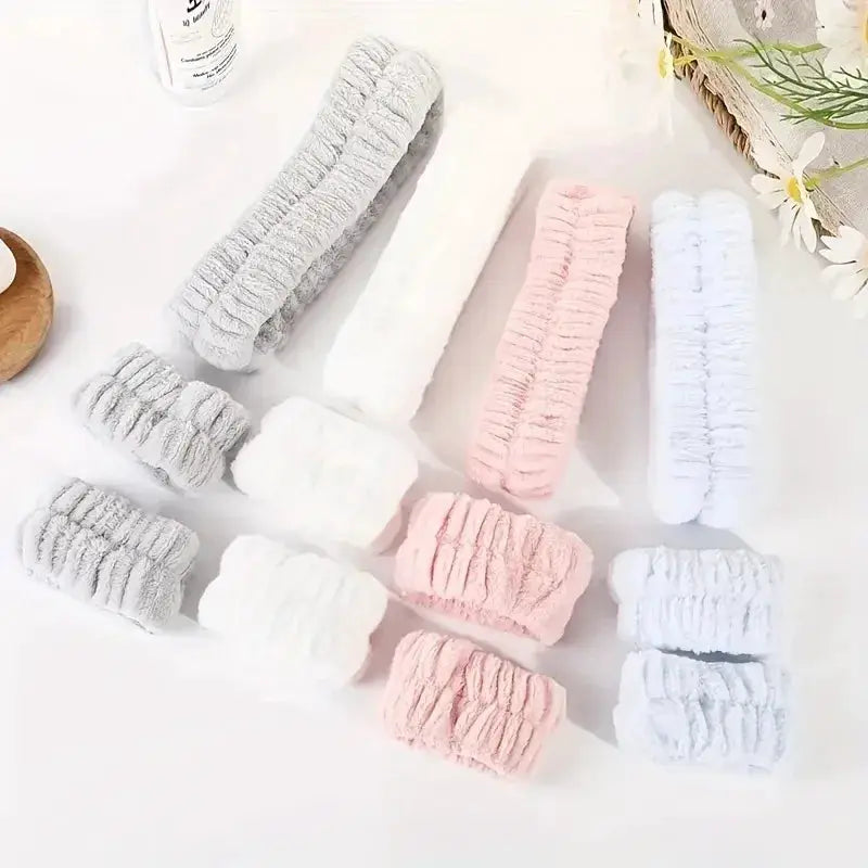Coral Velvet Facial High-elastic Makeup Hairband Face Wash Wristband Set-face Wash, Facial Mask, Skin Care by All Mart Bristol Ltd