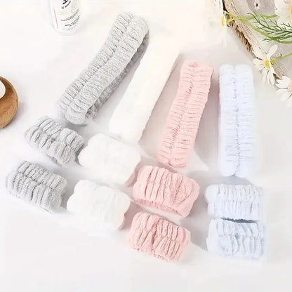 Coral Velvet Facial High-elastic Makeup Hairband Face Wash Wristband Set-face Wash, Facial Mask, Skin Care by All Mart Bristol Ltd