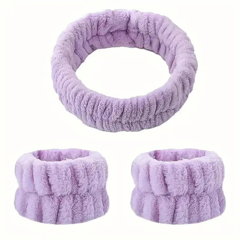 Coral Velvet Facial High-elastic Makeup Hairband Face Wash Wristband Set-face Wash, Facial Mask, Skin Care by All Mart Bristol Ltd