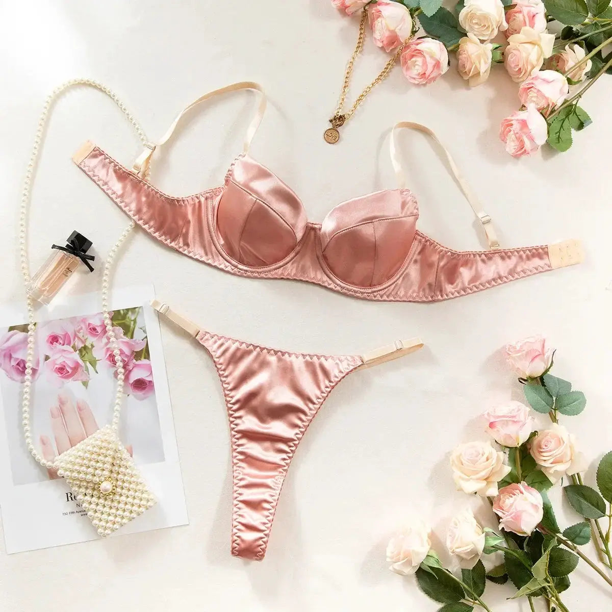 Sexy 2-Piece Lingerie Set Lace Bra & Thong Women's Underwear Patchwork Suits by All Mart Bristol Ltd