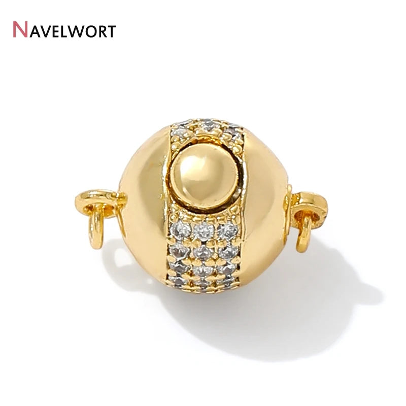 18K Gold Plated Brass With Zircon Ball Connector Clasps Strong Magnetic Clasps For DIY Bracelet Necklace Making Accessories by All Mart Bristol Ltd