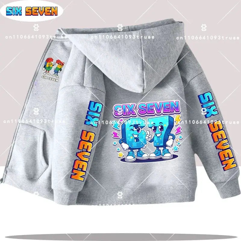 Hot Six Seven Children's Zip Up Hoodies Funny 67 Brainrot Zipper Hoody Clothes Kid Girl Boy Baby Casual Fashion Tops Sweatshirts by All Mart Bristol Ltd