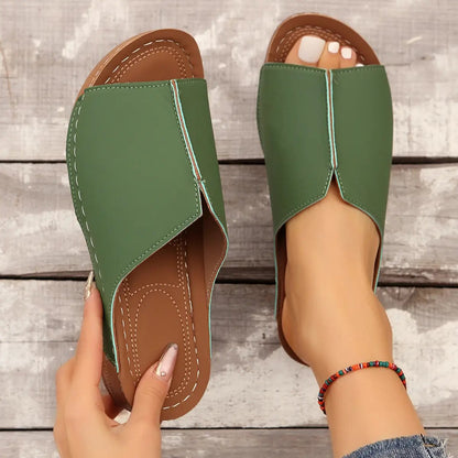 Fashion Solid Wedges Sandals Summer Casual Peep-toe Slippers Outdoor Thick Sole Heightening Slides Shoes Women by Dropshipman
