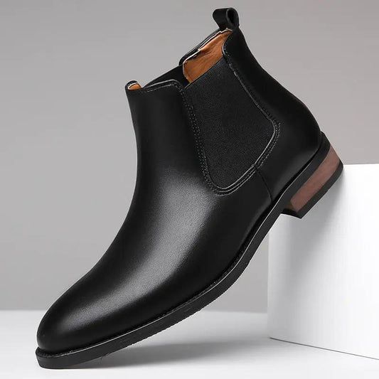Chelsea Men's High-top Casual Business Wear Pointed Leather Boots by Dropshipman
