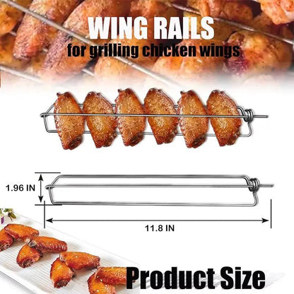 4Pcs Chicken Wing Rails for Grilling Stainless Steel Clamping Chicken Wing Rack BBQ Wing Rails Grill Chicken Roaster Stand JT585 by All Mart Bristol Ltd