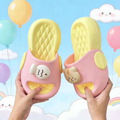 Cartoon kitten platform slippers women's summer wear non-slip cute one-word drag comfortable home sandals by All Mart Bristol Ltd