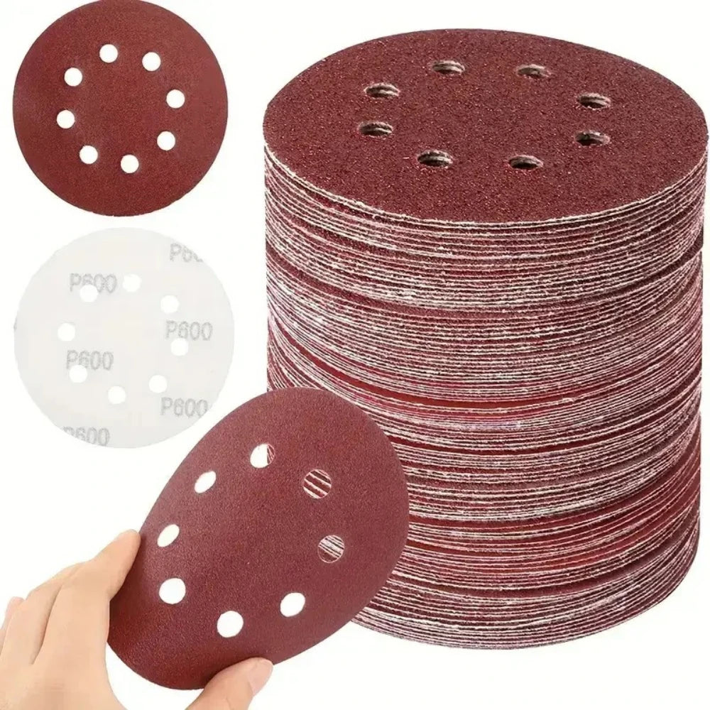 5 Inch 80 Grit Aluminum Oxide Sanding Discs 8 Hole Hook Loop for Air Grinder Red Velvet Sandpaper for Metal Wood Polishing by All Mart Bristol Ltd