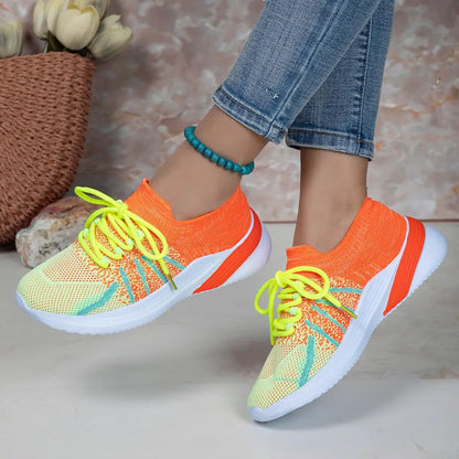 New Lace-up Sports Shoes Women Color-matching Breathable Mesh Shoes Running Walking Casual Sneakers by Dropshipman