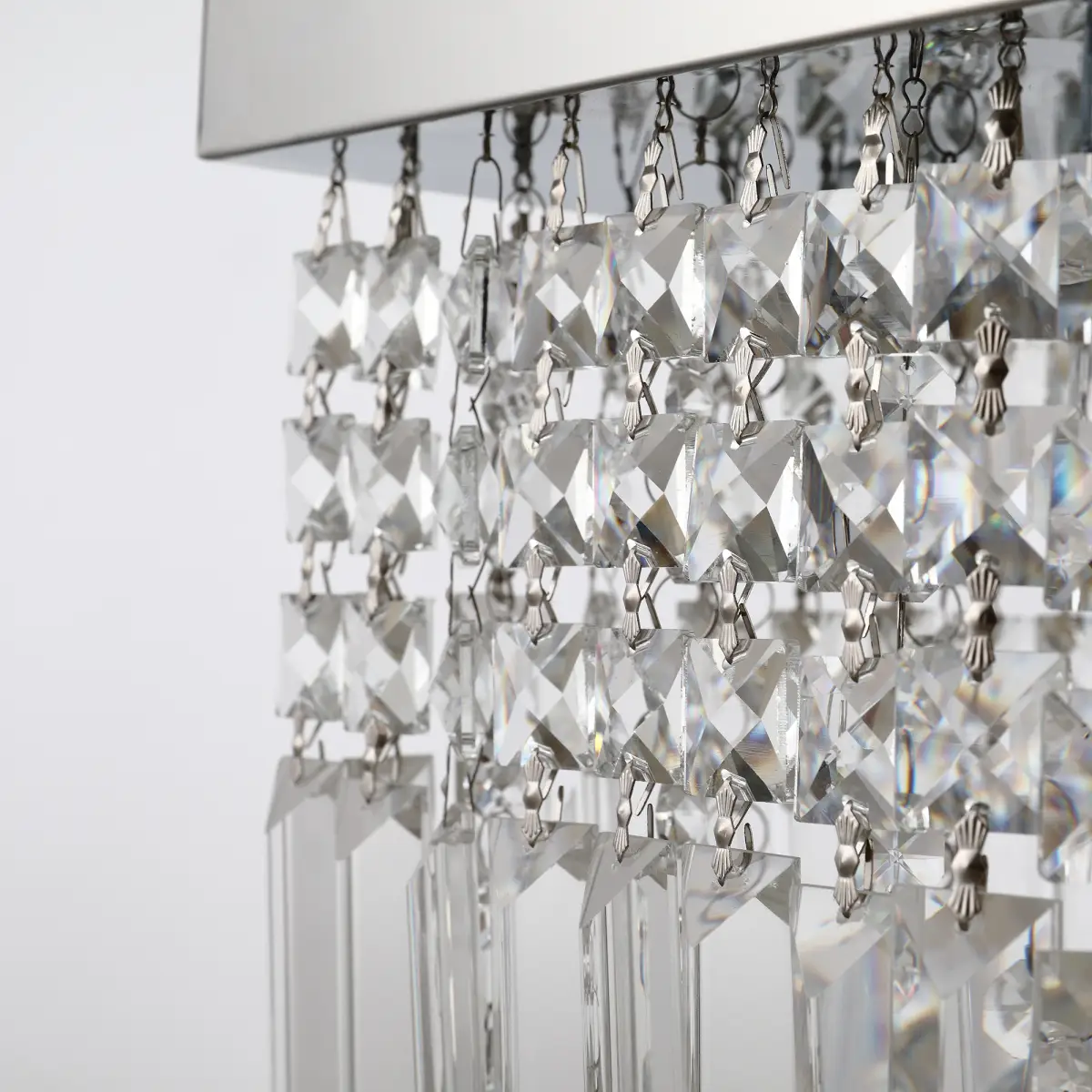 Modern Crystal Ceiling Light Square Crystal Chandelier E14 Base, Silver by HOMCOM