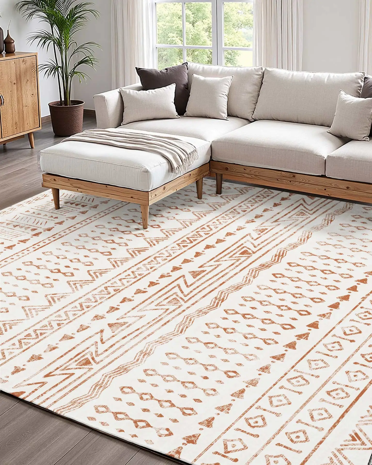 VEVOR Area Rug, 5 x 7 ft Large Washable Rug, Non-Slip and Tear-Resistant Soft Carpet, Pet Friendly Modern Area Rugs, Indoor Mat for Bedroom, Office, Living Room, Entryway, Beige by All Mart Bristol Ltd