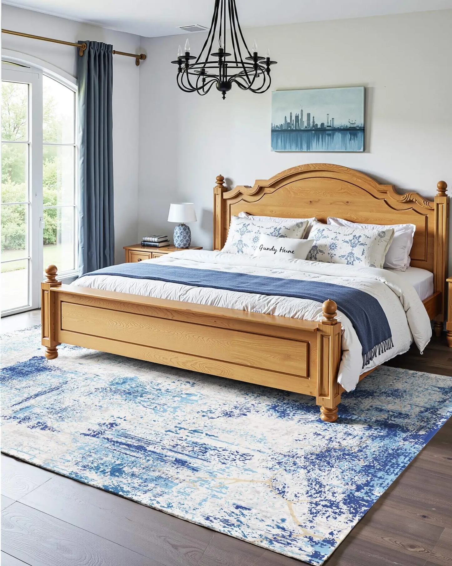 VEVOR Area Rug, 5 x 7 ft Large Washable Rug, Non-Slip and Tear-Resistant Soft Carpet, Pet Friendly Modern Area Rugs, Indoor Mat for Bedroom, Office, Living Room, Entryway, Blue by All Mart Bristol Ltd