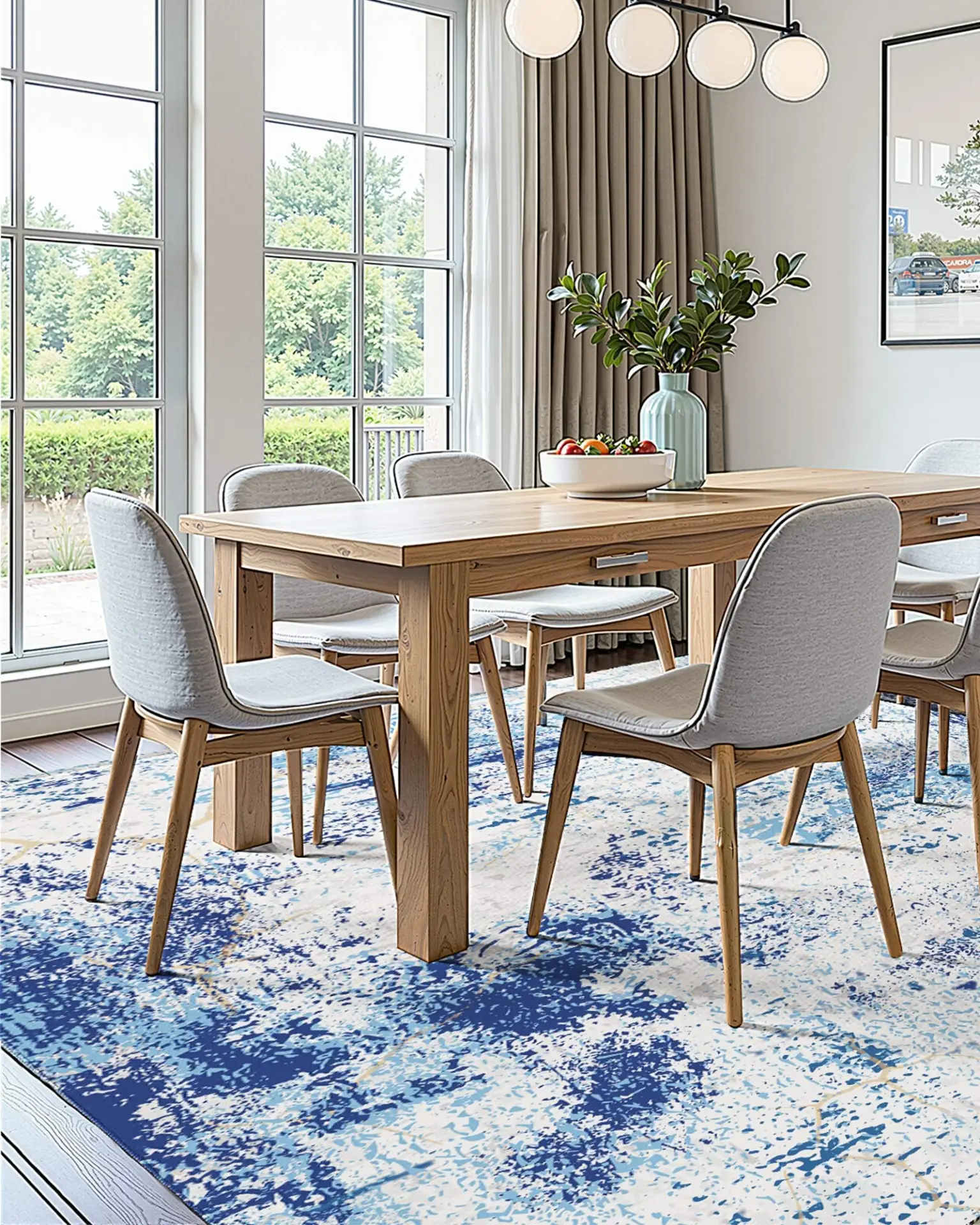 VEVOR Area Rug, 5 x 7 ft Large Washable Rug, Non-Slip and Tear-Resistant Soft Carpet, Pet Friendly Modern Area Rugs, Indoor Mat for Bedroom, Office, Living Room, Entryway, Blue by All Mart Bristol Ltd
