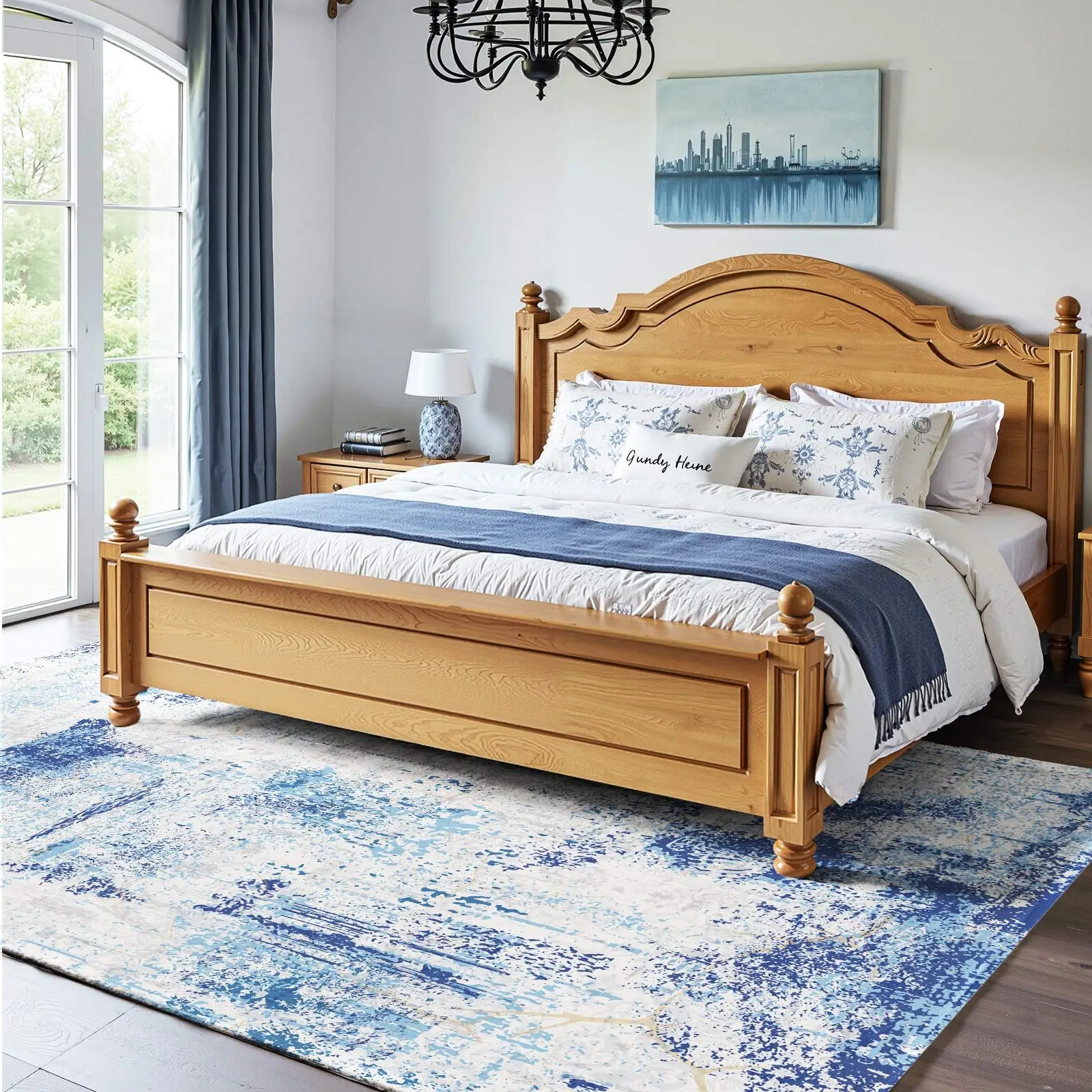 VEVOR Area Rug, 5 x 7 ft Large Washable Rug, Non-Slip and Tear-Resistant Soft Carpet, Pet Friendly Modern Area Rugs, Indoor Mat for Bedroom, Office, Living Room, Entryway, Blue by All Mart Bristol Ltd