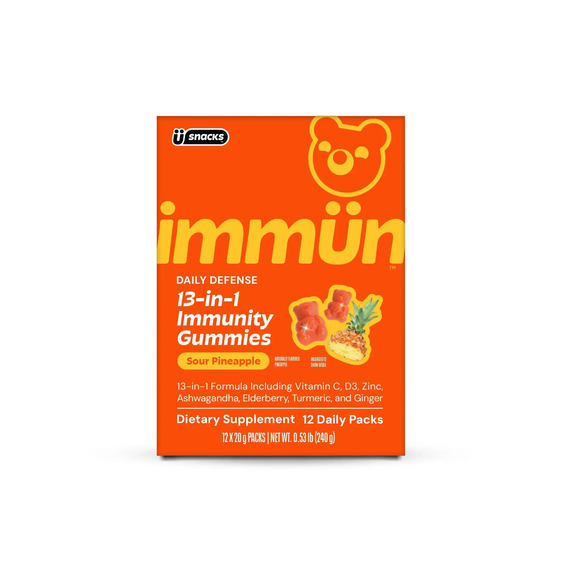 Immün 13-In-1 Immunity Gummies (Sour Pineapple): Daily Immune Defense Supplement with 13 Clinically Studied Ingredients: Vitamin C, D3, Zinc, Ashwagandha KSM-66, Elderberry, Prebiotics, Adaptogens, Gluten Free, Vegan, Third Party Tested by All Mart Bristol Ltd