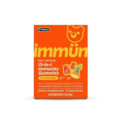 Immün 13-In-1 Immunity Gummies (Sour Pineapple): Daily Immune Defense Supplement with 13 Clinically Studied Ingredients: Vitamin C, D3, Zinc, Ashwagandha KSM-66, Elderberry, Prebiotics, Adaptogens, Gluten Free, Vegan, Third Party Tested by All Mart Bristol Ltd