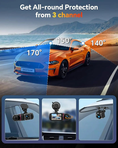Triple Channel 1080P Dash Cam for Cars - Front & Rear Cameras with Night Vision, G-Sensor, Loop Recording & 64GB Card Included by All Mart Bristol Ltd