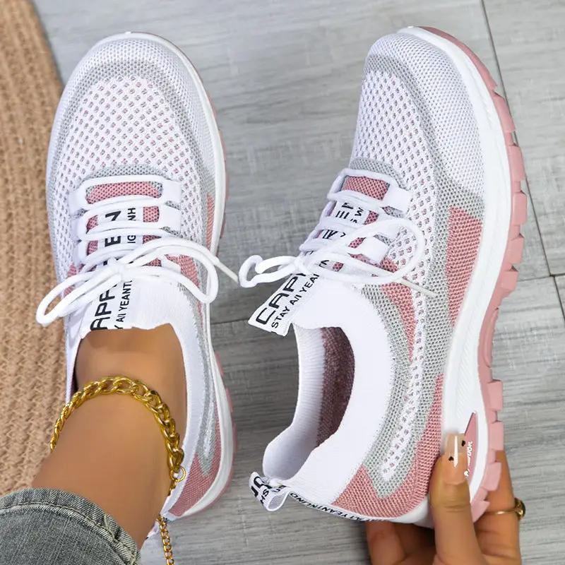 Women's Sporty Flyknit Mesh Shoes Low-cut Lightweight Casual And Versatile by Dropshipman