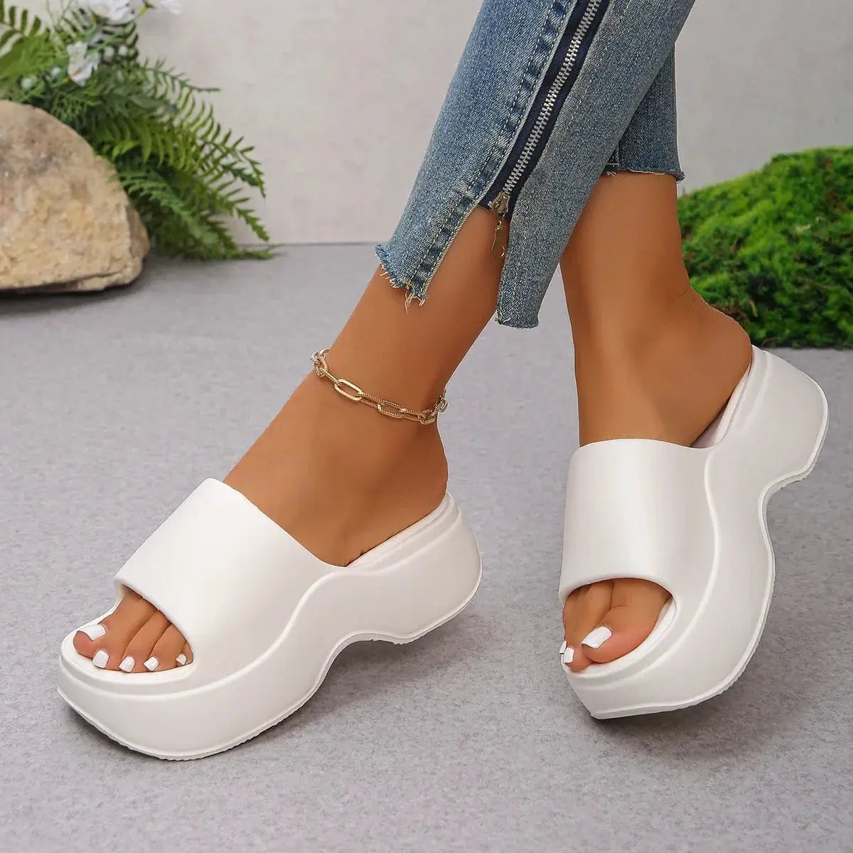 Chunky Platform Slippers for Women Summer 2025 Comfortable Wedge Heels Sandals Woman Solid Non Slip Eva Thick Sole Slides Shoes by All Mart Bristol Ltd