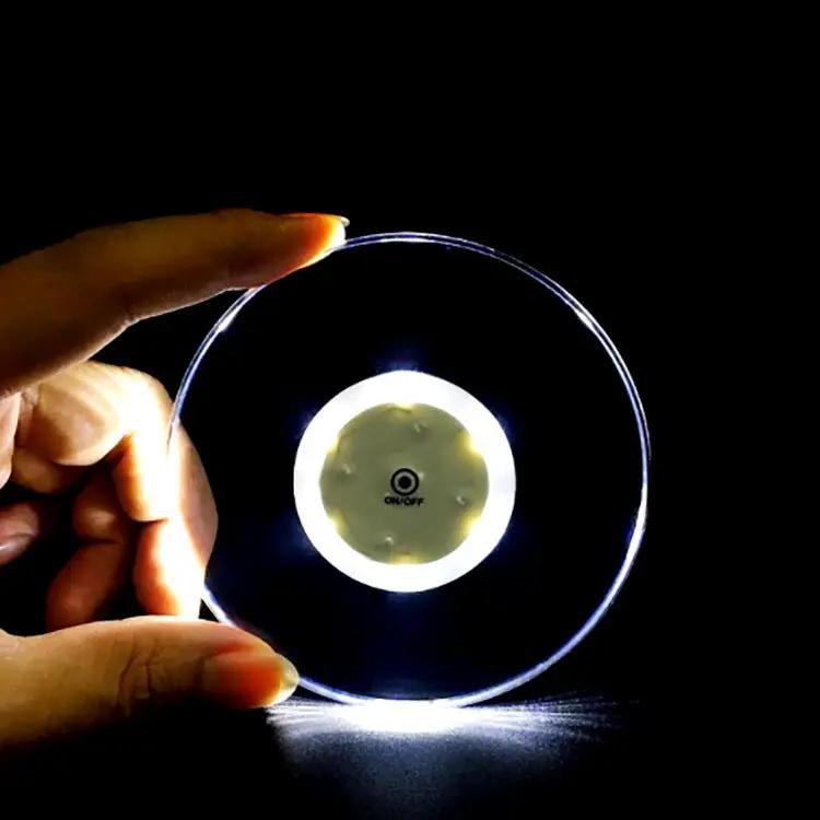 LED Glow Coaster Acrylic Crystal Emitting Luminous Bar Cocktail Mug Stand Light Coasters Flashing Base Tableware Decoration Pads by Dropshipman