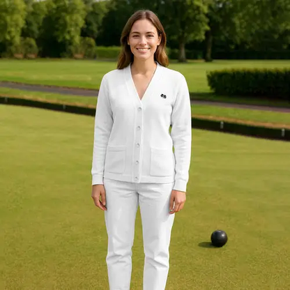 Ladies Bowls Logo Cardigan by All Mart Bristol Ltd